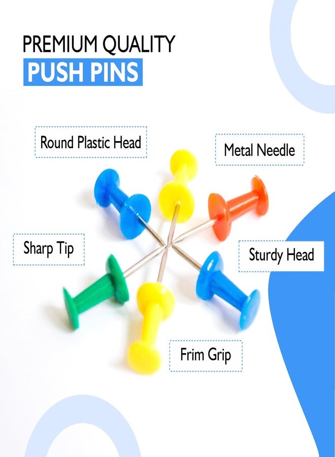 YAJNAS® 100 Pieces Transparent Multicolor Push Pins/Thumb/Tracks Pins & Gem Pins for Notice Boards, Soft Boards, Bulletin Boards, Display Boards-Ideal for Office, Home, School, Shop, Craft Work - Image 2