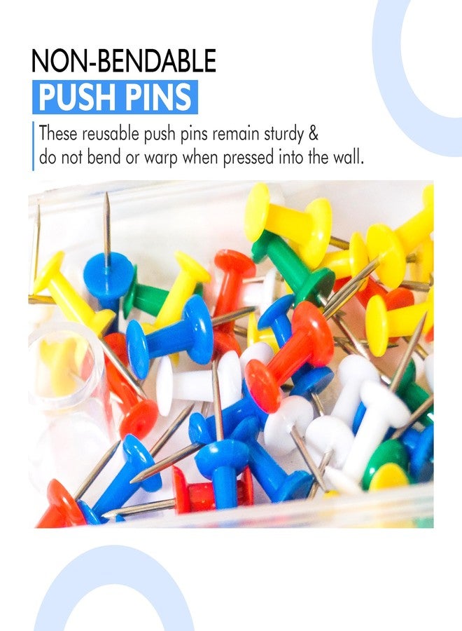 YAJNAS® 100 Pieces Transparent Multicolor Push Pins/Thumb/Tracks Pins & Gem Pins for Notice Boards, Soft Boards, Bulletin Boards, Display Boards-Ideal for Office, Home, School, Shop, Craft Work - Image 4