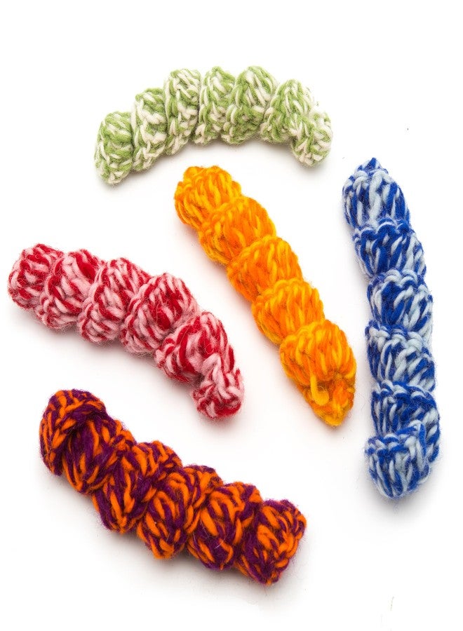 Glaciart One Crochet Spring Cat Toy - 5 Pcs Soft Fuzzy Enrichment 100% Natural Wool Yarn - Interactive Stretchable Play Cat Toy Set - Safe for Pets, Non-AZO Colored Dyes - Image 1