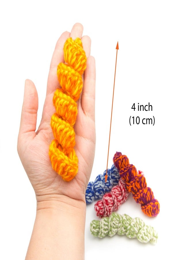 Glaciart One Crochet Spring Cat Toy - 5 Pcs Soft Fuzzy Enrichment 100% Natural Wool Yarn - Interactive Stretchable Play Cat Toy Set - Safe for Pets, Non-AZO Colored Dyes - Image 5