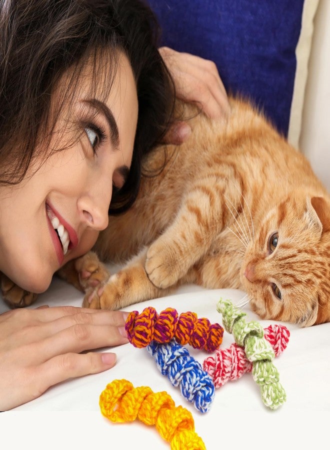 Glaciart One Crochet Spring Cat Toy - 5 Pcs Soft Fuzzy Enrichment 100% Natural Wool Yarn - Interactive Stretchable Play Cat Toy Set - Safe for Pets, Non-AZO Colored Dyes - Image 4