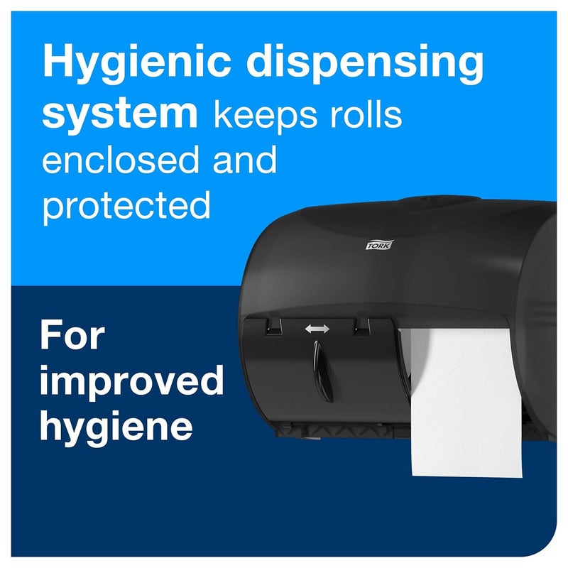 Tork Tork OptiCore Twin Toilet Paper Roll Dispenser Black T11 High Capacity 565728  - Image 5