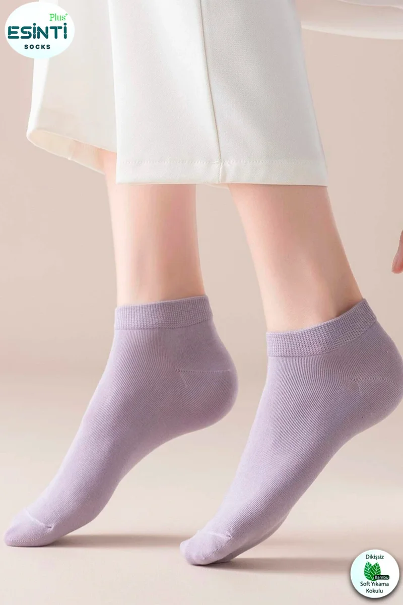 اسينتي Women's Short Socks White Bamboo Colored Summer Booties Socks Scented Thin Socks 6 Pieces