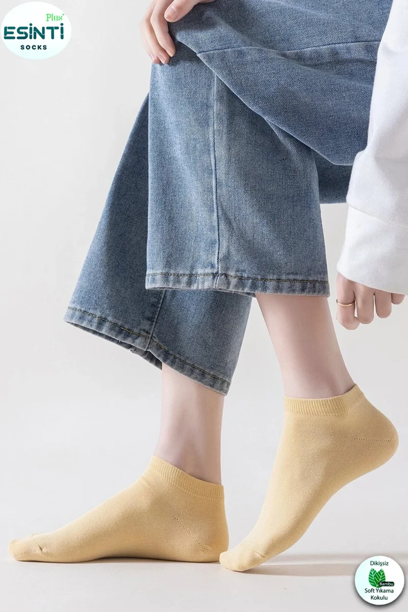 اسينتي Women's Short Socks White Bamboo Colored Summer Booties Socks Scented Thin Socks 6 Pieces
