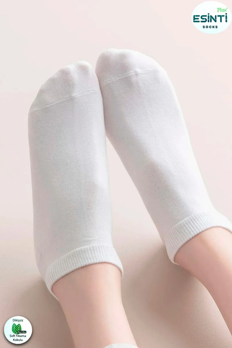 اسينتي Women's Short Socks White Bamboo Colored Summer Booties Socks Scented Thin Socks 6 Pieces