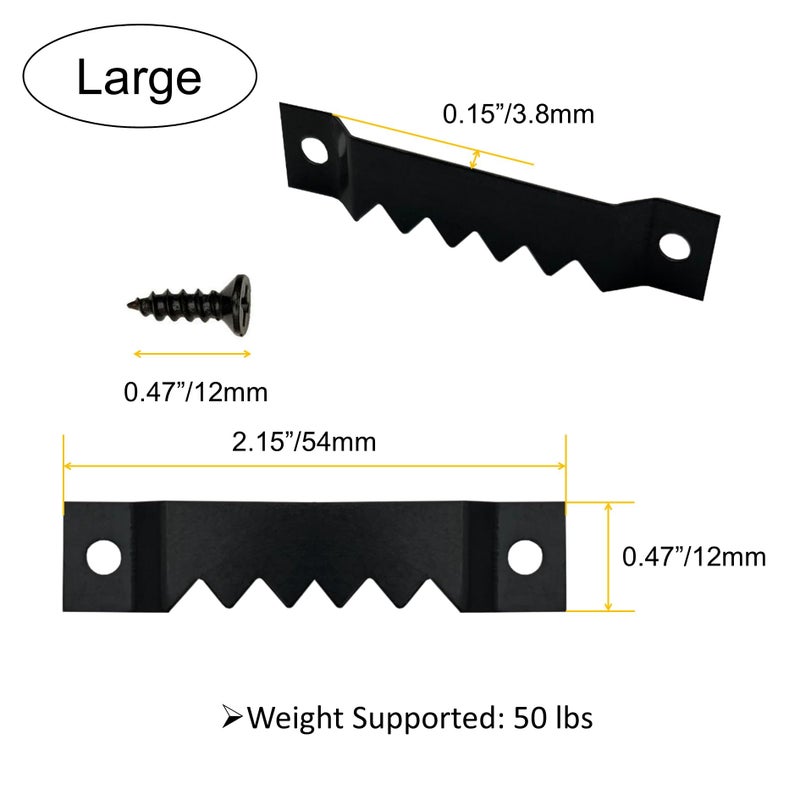 EesTeck 30 Pack Large Heavy and 30 Pack Small Sawtooth Picture Hangers Steel Picture Hangers with Screws Picture Hang Solutions, for Hanging Clock Paintings Artwork Picture Frame Hook Photos (Black) - Image 4