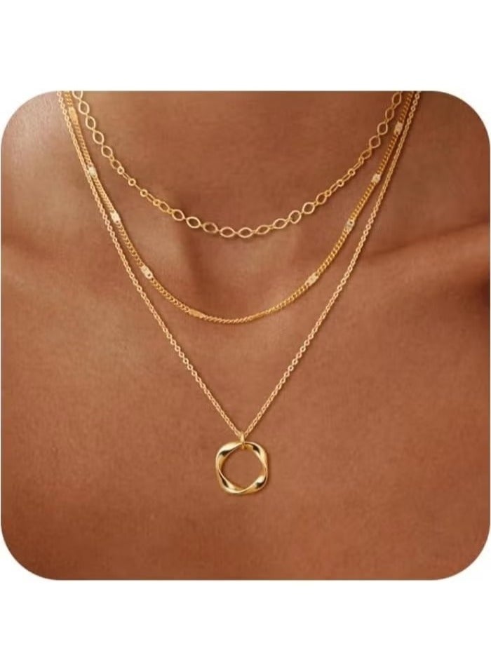 Layered Gold Necklaces for Women, Stackable Dainty 14K Real Gold Plated/Silver Chain Necklace Layering Beach Cute Fashion Pendant Choker Necklaces Trendy Jewelry Set Gifts for Women Teen Girls  - Image 2