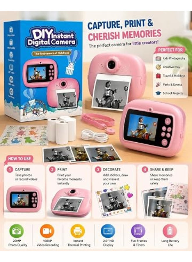 DIY instant digital camera for children with printer, girls’ colour - Image 5