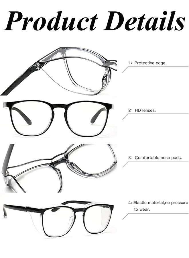 Safety Goggles with Side Shields 1-Pack Anti-Fog Dust-proof Scratch-proof Splash-proof Chemical Wrapped Eye Protection Nurse Worker Architect Clear（Black) - Image 2