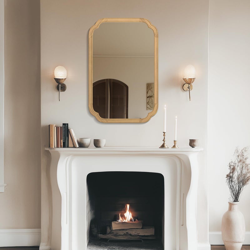 WallBeyond 20" x 30" Wood Mirror Rounded Corner Arch Wall Mirror with Wood Frame for Entryway, Living Room or Bedroom Home Decor [20" x 30" Natural Color] - Image 5