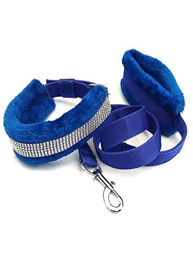 Ocean Wave Petsplanet Nylon Dog Harness Leash & Collar Set with Soft Fur - 1 Inch Medium Blue - Image 2