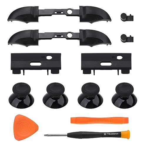 TOMSIN Bumpers & Thumbsticks Replacement LB RB Button for Xbox Series X/S Controllers (6 Pcs)(Black) - Image 1