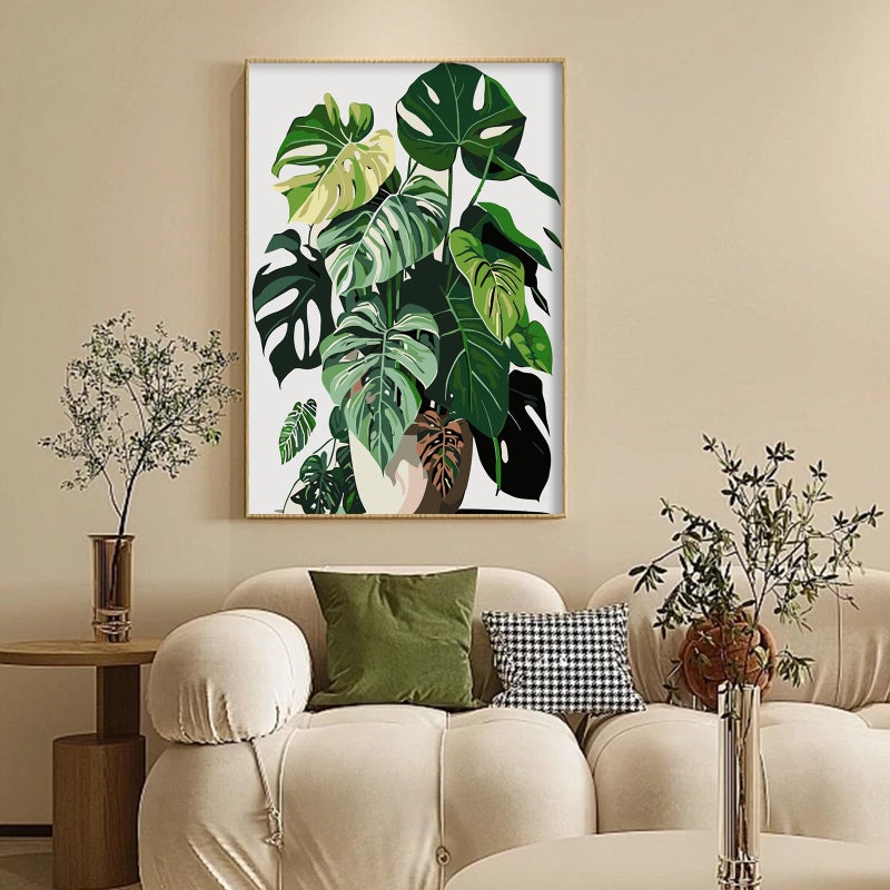 Camocin Framed Paint by Numbers Kit for Adults Beginner & Kids Ages 10-13, Plants Easy Paint by Numbers with Frame, Green Plants Acrylic Adult Painting by Number Kits on Canvas Framed 8 x 12 Inch - Image 2