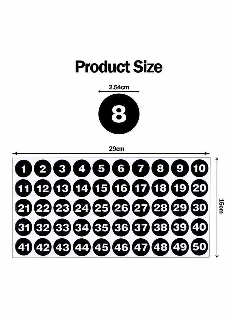 Excefore - Number Stickers, Consecutive Number Stickers (1-50) 2.54cm Number Labels Waterproof Self-Adhesive Universal Label for Indoor Outdoor Daily Storage Uses (10 Sheets) - Image 1