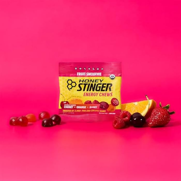 Honey Stinger هوني ستينجر عضوي فواكه سموذي طاقة مضغ، خالي من الجلوتين وخالي من الكافيين، للتمارين، الجري والأداء، تغذية رياضية للمنزل والصالة الرياضية، قبل وأثناء التمرين، 12 عبوة، 21.6 أونصة - Image 5
