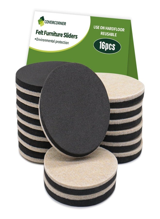 COVERCORNER Furniture Sliders for Hardwood Floors 16 PCS - 3 1/2 inch Sliders for Moving Furniture - Felt Furniture Pads for Hardwood Floors - Image 1