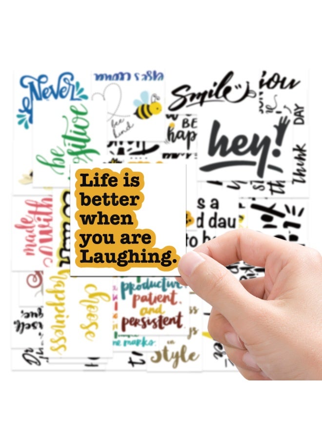 NIBEMINENT 50 Pcs English Slogans Deco Kit Waterproof Stickers, High Definition Printing Bright Colors, Suitable for Laptop Skateboard Luggage Water Bottle Guitar DIY - Image 2