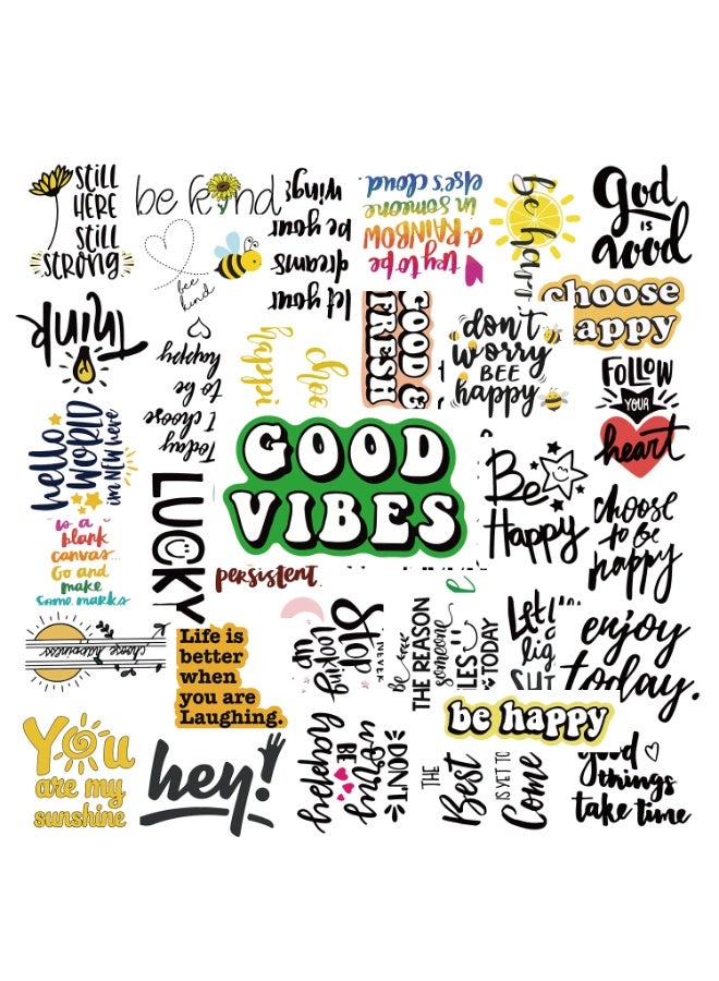 NIBEMINENT 50 Pcs English Slogans Deco Kit Waterproof Stickers, High Definition Printing Bright Colors, Suitable for Laptop Skateboard Luggage Water Bottle Guitar DIY - Image 1