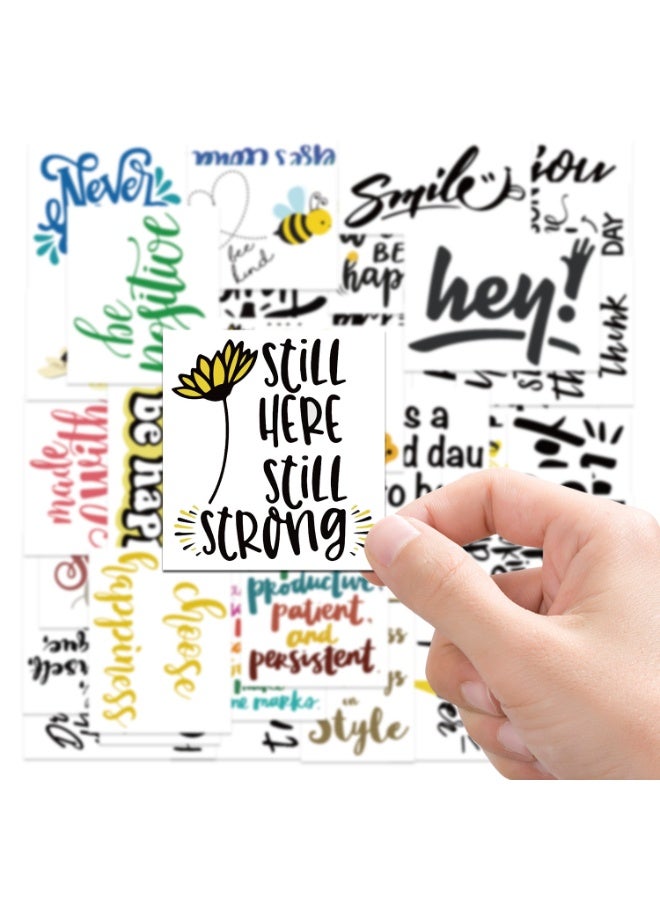 NIBEMINENT 50 Pcs English Slogans Deco Kit Waterproof Stickers, High Definition Printing Bright Colors, Suitable for Laptop Skateboard Luggage Water Bottle Guitar DIY - Image 3