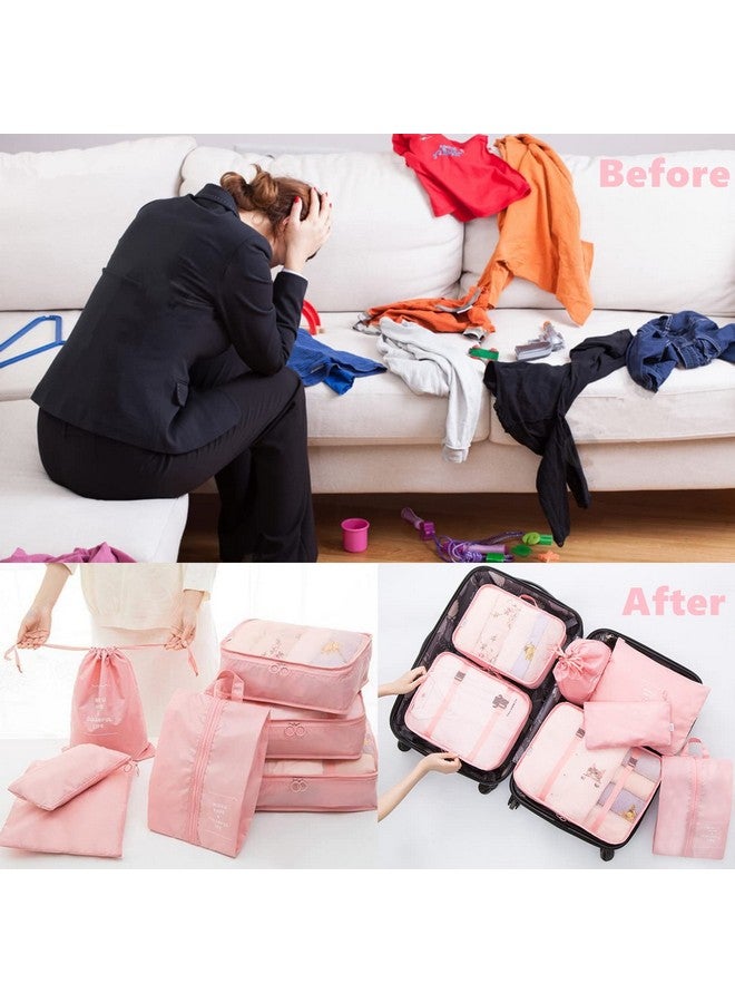 GUIFIER 7 Pieces Travel Packing Cubes Compression Pouches, Storage Packing Organizers Laundry Bags Set, Travel Luggage Organizer Packing Bags for Travel Clothes Luggage Suitcase Organizers (Pink) - Image 5