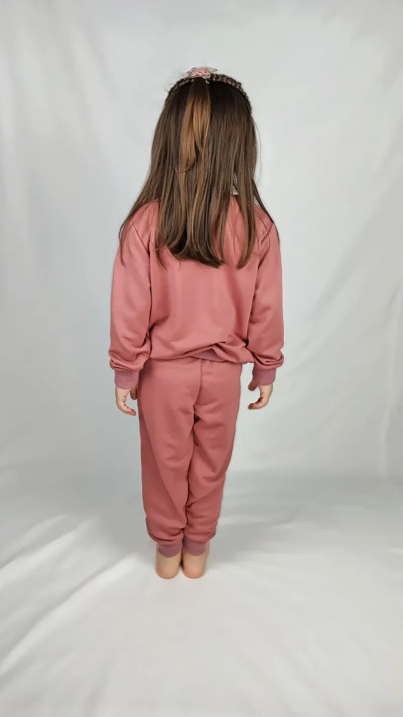بلونس Girl's Pink Printed Cotton Tracksuit Set