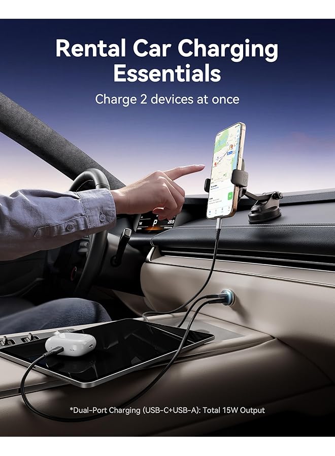 اي ان اي يو شاحن سيارة، محول شاحن سيارة 60 وات 5 أمبير، منفذين (يو إس بي سي + يو إس بي إيه) 5 أمبير، شحن سريع QC 3.0 Pd، شاحن ميني يو إس بي سي معدني بالكامل لأجهزة آيفون 16 15 14 13 12 برو ماكس وآيباد وسامسونج S23 S22 S21 وآير بودز - Image 5