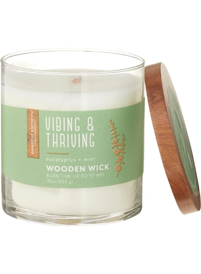 CANDLE-LITE Essential Elements Vibing and Thriving Wooden Wick Scented Jar Candle White 453 g 4550174