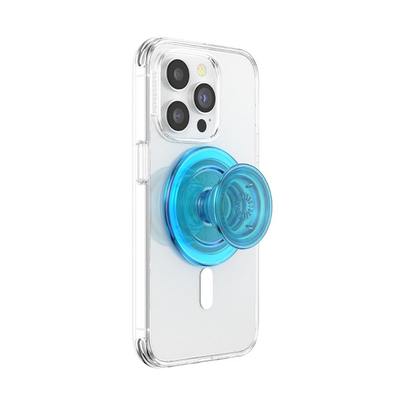 POPSOCKETS مقبض بوب سوكتس لهاتف ماج سيف، حامل مغناطيسي، حامل هاتف، أزرق - أزرق كهربائي شفاف - Image 1