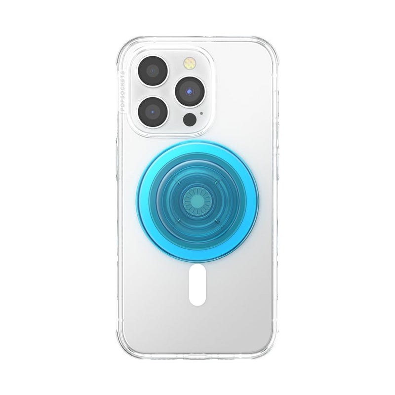 POPSOCKETS مقبض بوب سوكتس لهاتف ماج سيف، حامل مغناطيسي، حامل هاتف، أزرق - أزرق كهربائي شفاف - Image 3