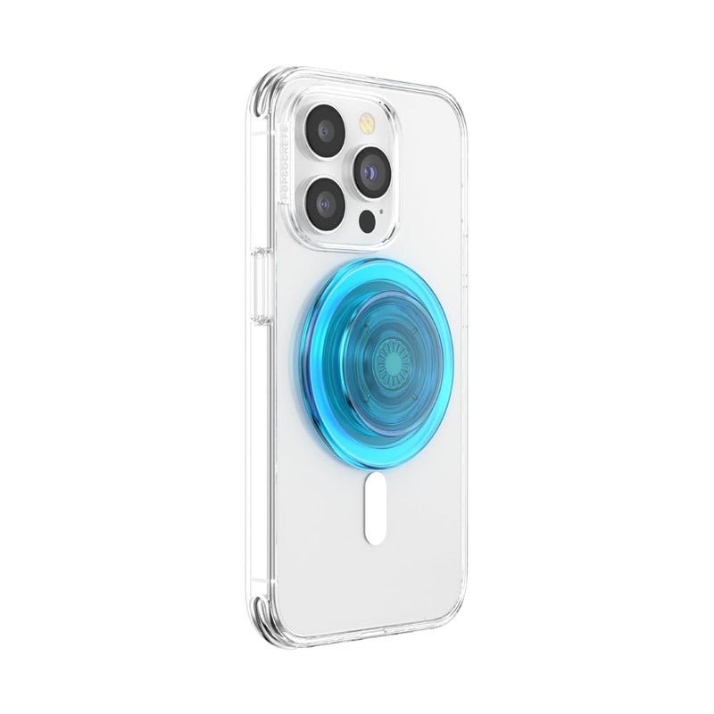 POPSOCKETS مقبض بوب سوكتس لهاتف ماج سيف، حامل مغناطيسي، حامل هاتف، أزرق - أزرق كهربائي شفاف - Image 2
