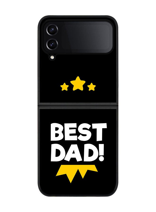 Stylizedd Rugged Black edge case for Samsung Galaxy Z Flip4 Slim fit Soft Case Flexible Rubber Edges Anti Drop TPU Gel Thin Cover - Best Dad Medal - Image 1