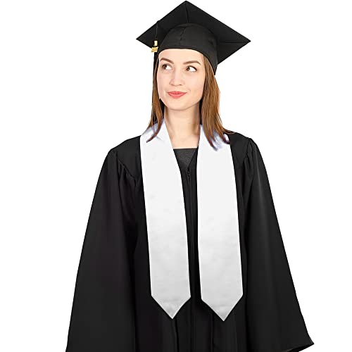 QEYMN Graduation Stole,Plain Graduation Sash,Graduation Stole Class of 2024 for Unisex Adults,Graduation Stole Sash for Academic and Choral 70" White Color - Image 2