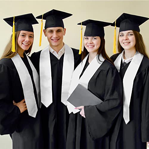 QEYMN Graduation Stole,Plain Graduation Sash,Graduation Stole Class of 2024 for Unisex Adults,Graduation Stole Sash for Academic and Choral 70" White Color - Image 4