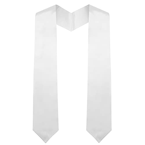 QEYMN Graduation Stole,Plain Graduation Sash,Graduation Stole Class of 2024 for Unisex Adults,Graduation Stole Sash for Academic and Choral 70" White Color - Image 1