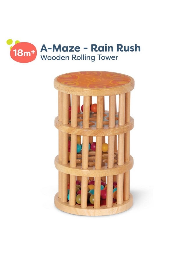B. toys- A-Maze Rain Rush Dexterity Toy- Crawling Rolling Tower- Developmental Natural Wooden Rainmaker Toy- Toys for Toddlers - Image 3