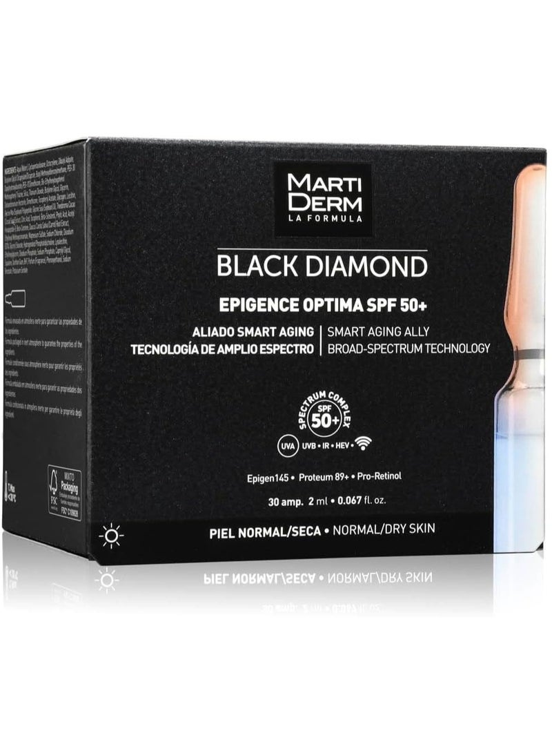 مارتيديرم واقي الشمس مارتيديرم بلاك دايموند إبيجينس أوبتيما SPF50+، عبوة من 30 أمبولة - Image 1