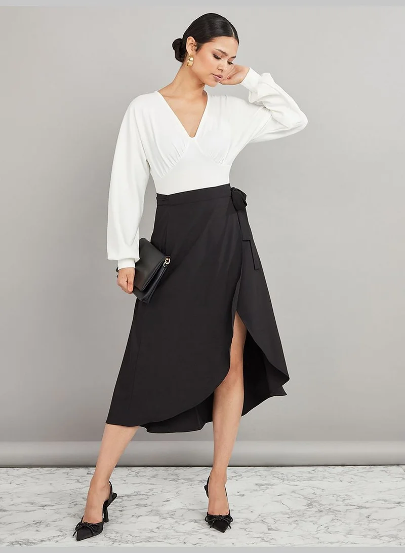 Styli Waterfall Wrap Midi Skirt