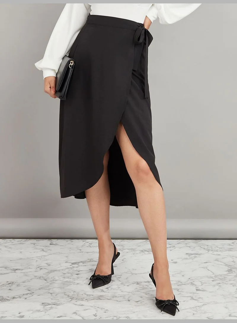 Styli Waterfall Wrap Midi Skirt