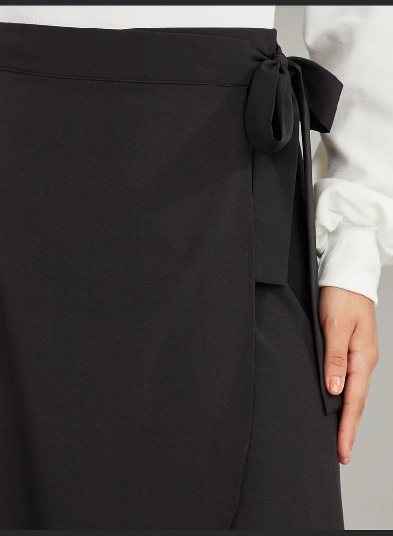 Styli Waterfall Wrap Midi Skirt