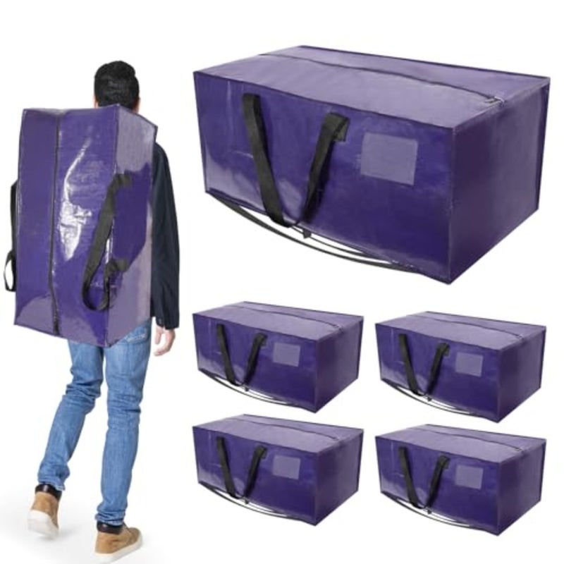 Heavy Duty Moving Bags, 6 Pack Extra Large Organizer Storage Pockets With Backpack Straps Strong Handles and Zippers, Clothes Packing Reusable Foldable Pouches - Image 1