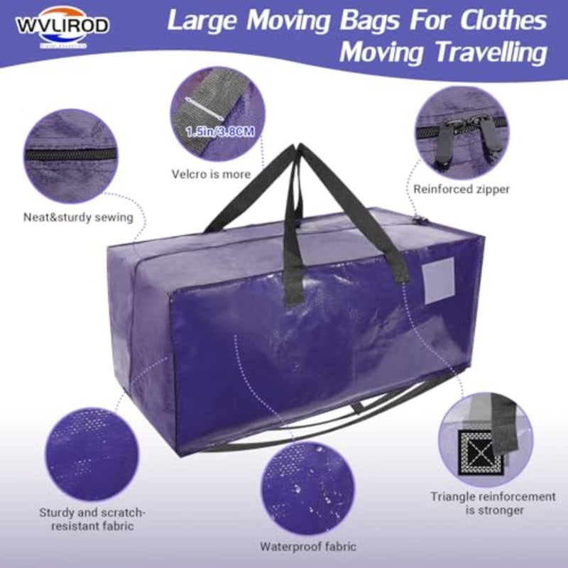 Heavy Duty Moving Bags, 6 Pack Extra Large Organizer Storage Pockets With Backpack Straps Strong Handles and Zippers, Clothes Packing Reusable Foldable Pouches - Image 3
