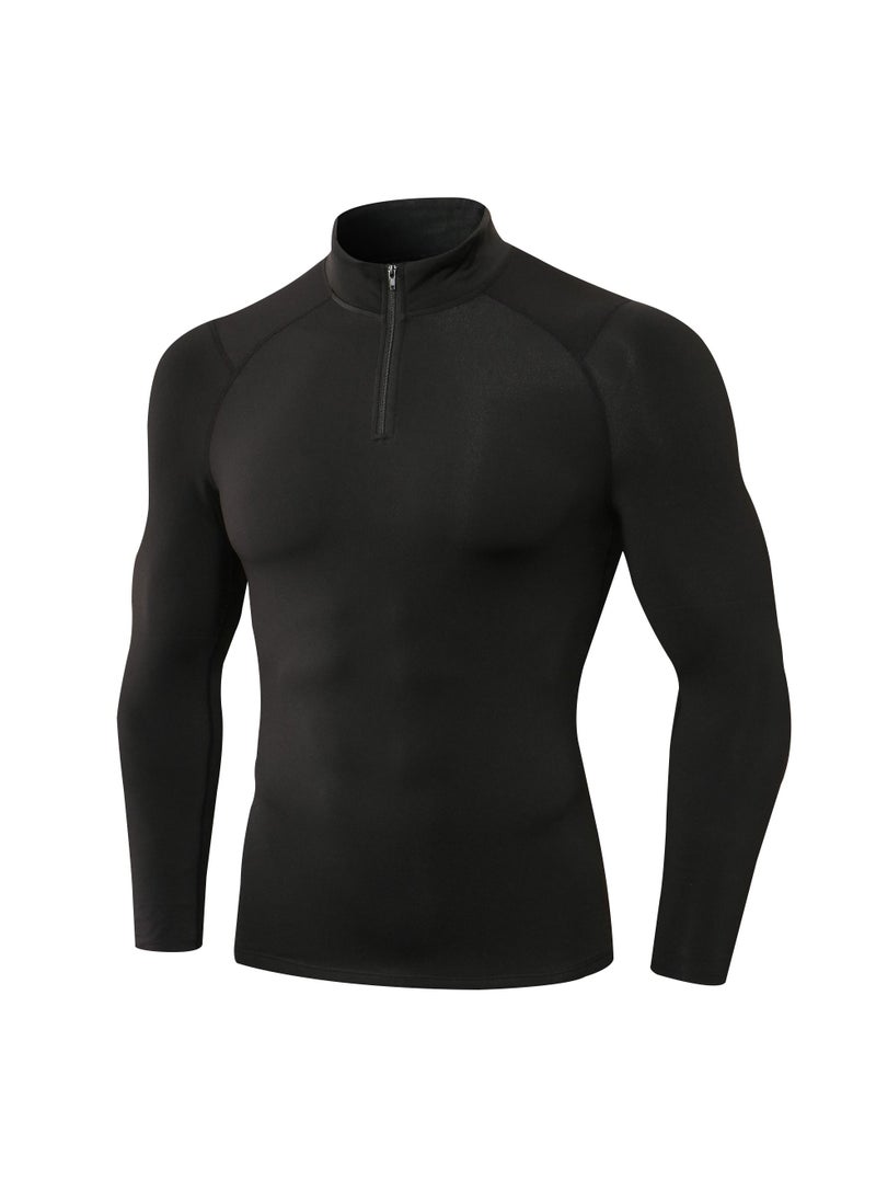 Loquat Men Quick Dry Breathable Long Sleeve T-Shirt Black  - Image 1