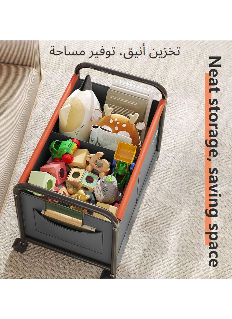 اكسيسن منظم ألعاب أطفال بعجلات توجيه بزاوية 360 درجة، صندوق تخزين للأطفال يمكنه حمل الألعاب والكتب والملابس والوجبات الخفيفة، صناديق ألعاب من قماش أكسفورد للأولاد والبنات والأطفال الصغار وغرفة حضانة الأطفال  - Image 3