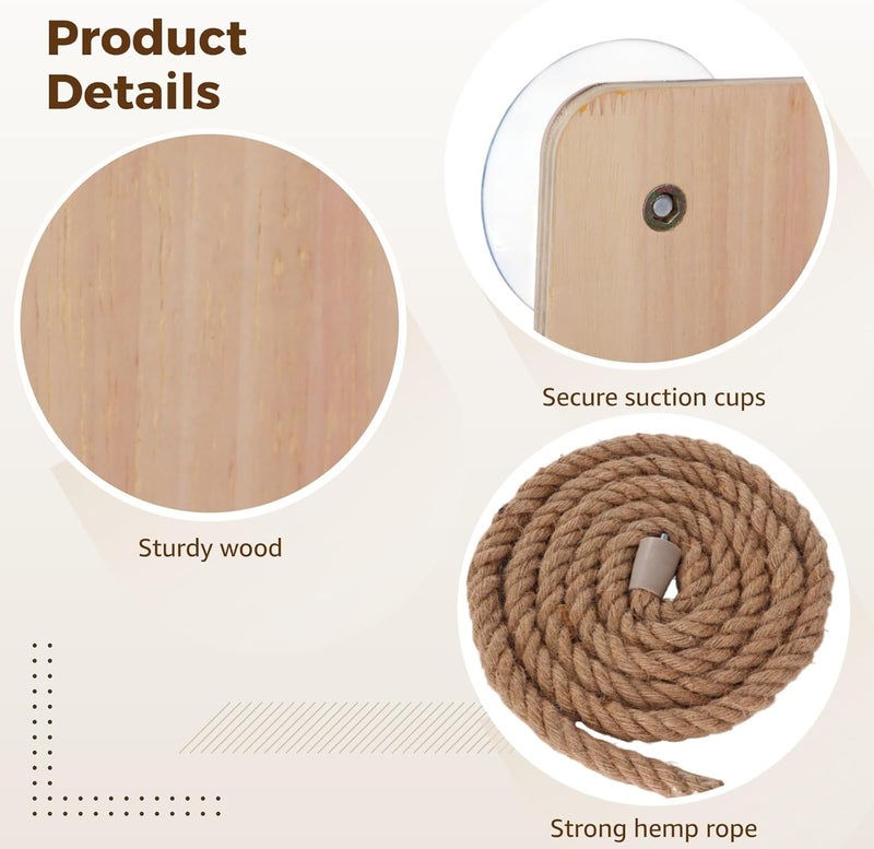 Cat Scratcher Post with 7.5 Ft Hemp Rope, 8.7X7.3X7.3 in Cat Ladder, Suction Cup Cat Bed, Space Saving Cat Climbing Wall for Play and Rest - Image 3