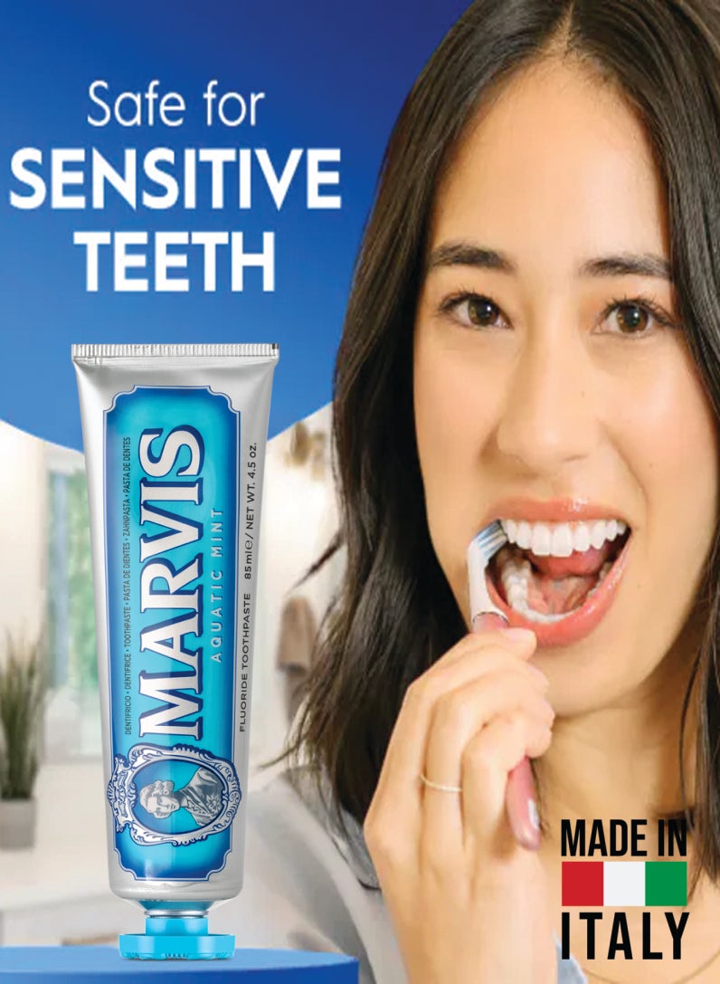 Marvis Aquatic Mint Toothpaste Refreshing Mint Flavor Fluoride Toothpaste 85ml Pack Of 3 - Image 2