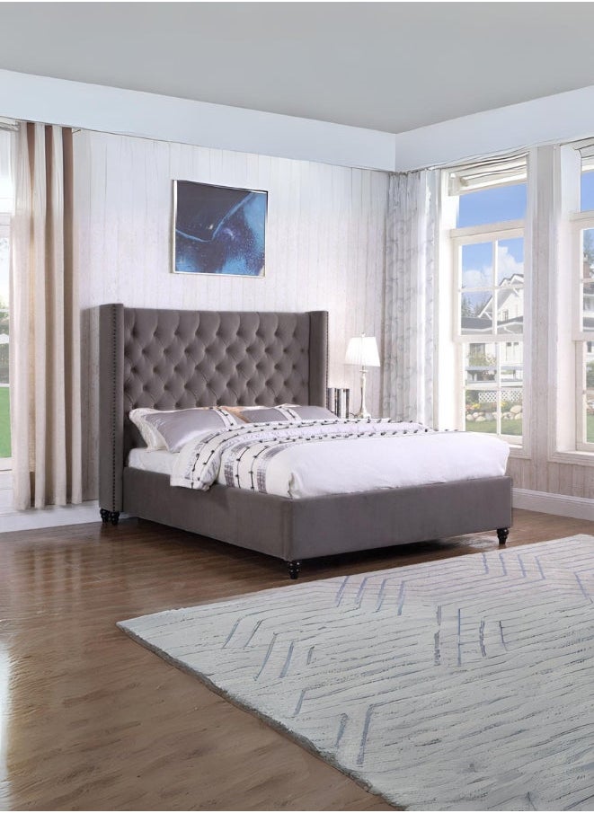 Bed and Mattress Zone Bruce Wayne Tufted Upholstered Bed 200x180 King Size Pink Color 