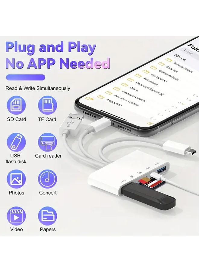 5 في 1 محول USB C OTG قارئ بطاقة SD Micro SD مع شحن سريع - Image 5