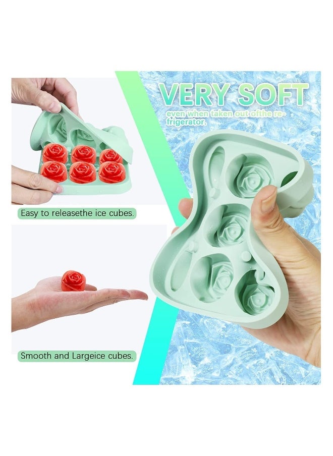 Generic - 9 Hole Silicone Rose Ice Cube Mold, Ice Ball Maker with Lid, Silicone Sphere Ice Cube Tray Sphere Ice Cube Mold Silicone Ice Ball Maker Ice Cube Container for Cooling Whiskey c o c ktail Juice, Green - Image 1