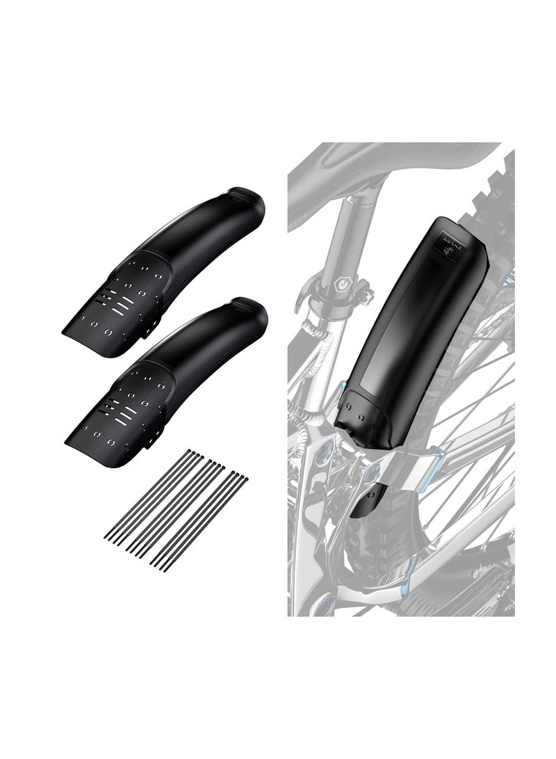 SOLARAE Bike Fender, 2 PCS Universal Mountain Bike Fender, Bike Mudguard Set, Adjustable Bicycle Fenders, Universal Full Cover Thicken Widen, MTB Bicycle Fenders Rear + Front Mountain Bike Mud Guard Set - Image 1