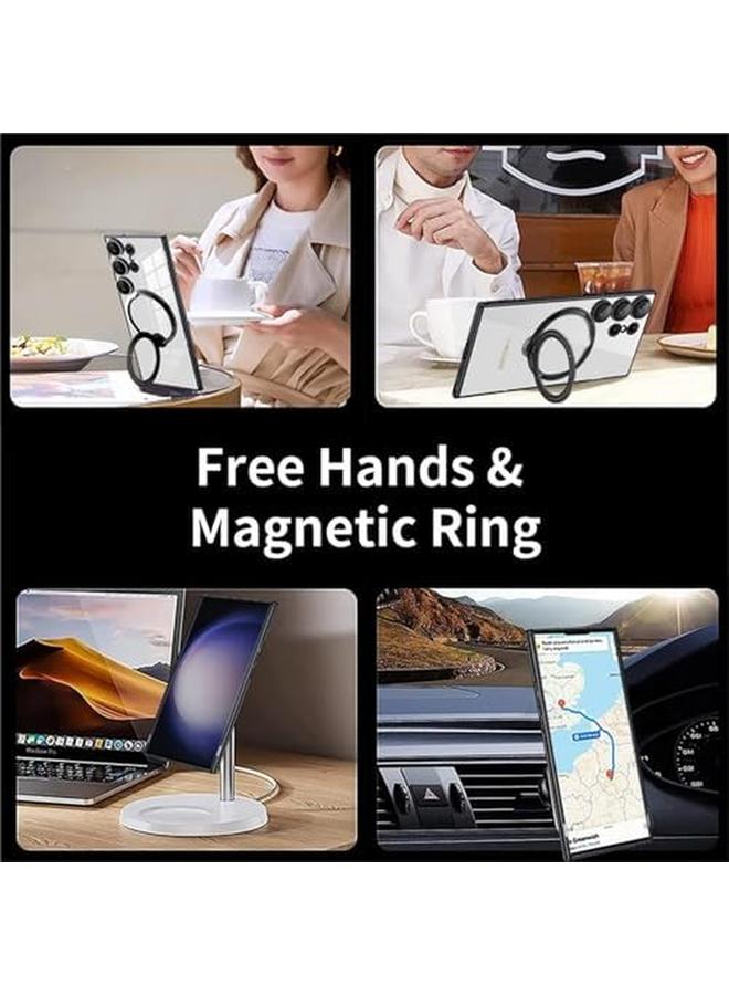 erorex Clear Case For Samsung S24 Ultra With Magnetic Ring Stand Compatible With Mag Safe Military Grade Drop Shockproof Hard Luxury Phone Cases With Camera Lens Protector Phone Cover S24 Ultra Purple  - Image 5